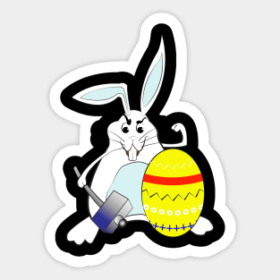 Easter Bunny Rabbit and Easter Eggs hunting Sticker